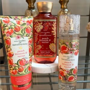 Bath & Body Works Vera Bradley Peach Blossom & Nectar Collaboration Trio NWT